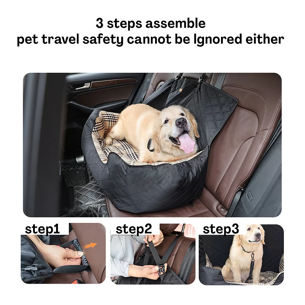 Step-by-step demonstration of how to use the booster bed for large dogs.